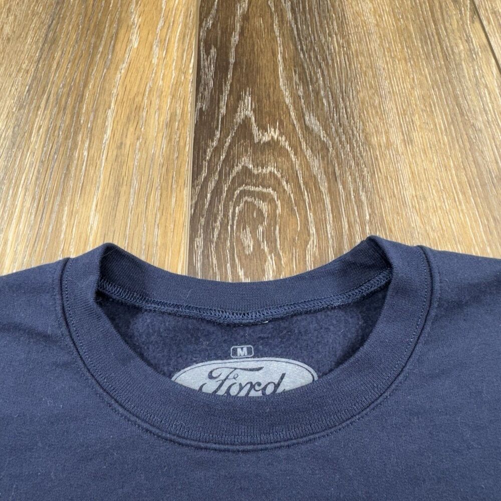 Ford Sweatshirt Mens M Blue Truck Bronco Mustang Cobra Engine Racing Sweater - Picture 5 of 11